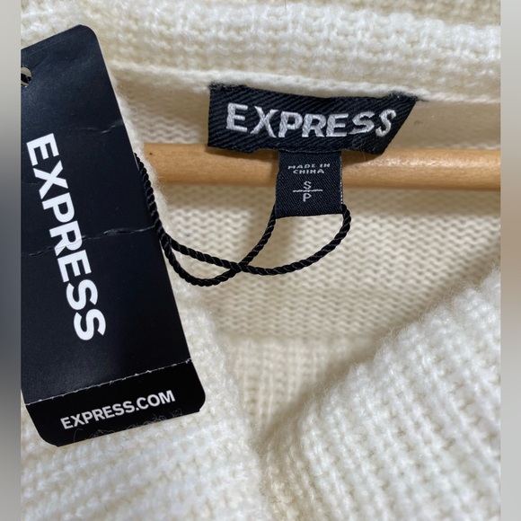 NWT Express Cowl Neck Wool Blend Sweater in Cream Ivory Women’s Size Small - Picture 5 of 8
